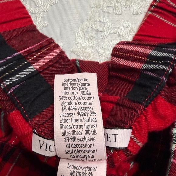Victorias Secret Red Plaid Pajama Jogger Cotton & Viscose Blend Size Large - Picture 6 of 9
